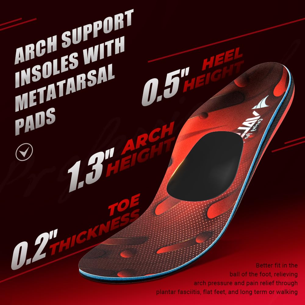 VALSOLE 250+ lbs Plantar Fasciitis High Arch Support Insole for Men Women,Heavy Duty Support Pain Relief Orthotics Insert,Relieve Flat Feet,High Arch,Foot Pain,Standing All Day Boot Work Shoe Insole