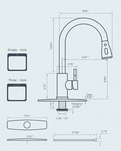 FORIOUS Kitchen Faucets with Pull Down Sprayer, High Arc Single Handle Classic Stainless Steel Sink Faucet 1 or 3 Hole, Suitable for Farmhouse Camper Laundry Rv Bar, Black Gold