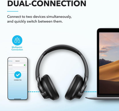 Soundcore by Anker Q20i Hybrid Active Noise Cancelling Headphones, Wireless Over-Ear Bluetooth, 40H Long ANC Playtime, Hi-Res Audio, Big Bass, Customize via an App, Transparency Mode