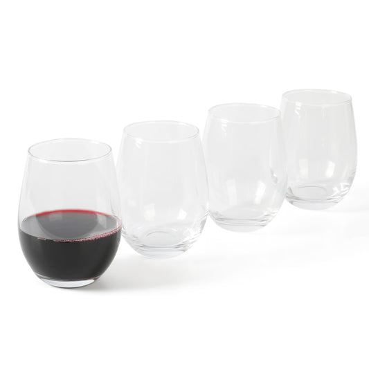 Martha Stewart Farrow 18 OZ Large Stemless Multipurpose Wine Glasses Set For Red or White Wine, Set of 4