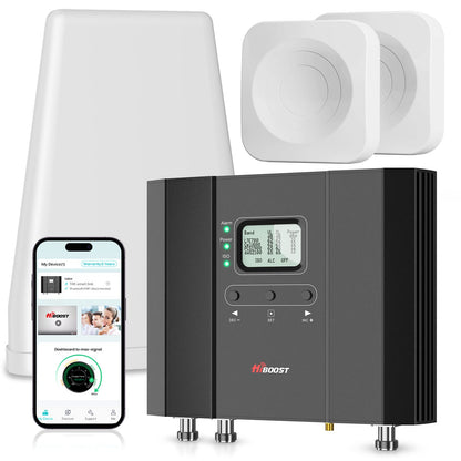 HiBoost Cell Phone Booster for Multiroom, Boost Cellular Signal up to 10,000 sq ft for All U.S. Carriers | Cell Phone Signal Boosters with 2 Inside Antennas Set for Homes & Offices 2-Story