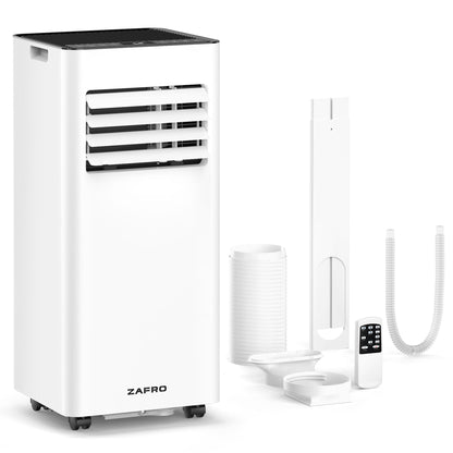 ZAFRO 8,000 BTU Portable Air Conditioners, 4 Modes Portable AC Unit with Fast Cooling/Energy Saving/Remote Control/24Hrs Timer for Bedroom/Dorms/Indoor Rooms, White