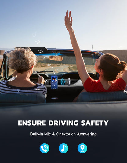 COMSOON Bluetooth Receiver for Car, Noise Cancelling 3.5mm AUX Bluetooth Car Adapter, Wireless Audio Receiver for Home Stereo/Wired Headphones, Hands-Free Call, 16H Battery Life - Black+Silver