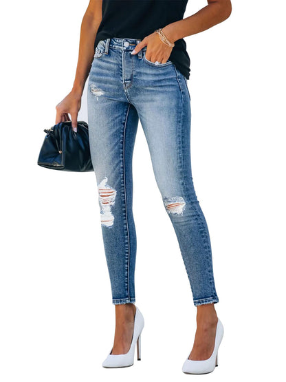 KUNMI Women's Skinny Ripped Trendy Jeans Distressed Stretchy Denim Pants