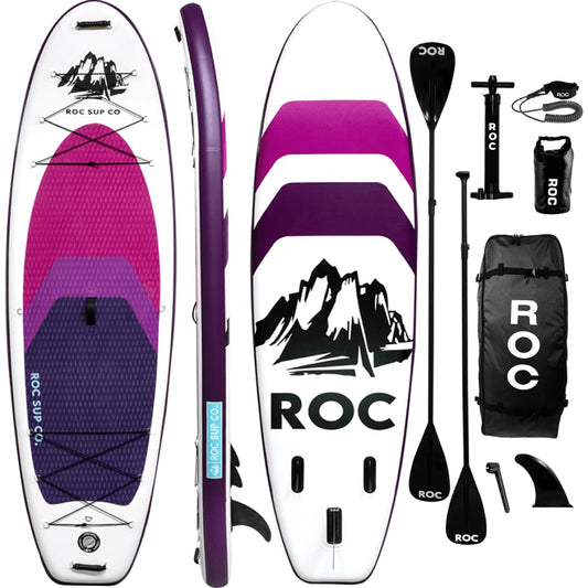 Roc Inflatable Stand Up Paddle Boards 10 ft 6 in with Premium SUP Paddle Board Accessories, Wide Stable Design, Non-Slip Comfort Deck for Youth & Adults (Violet)