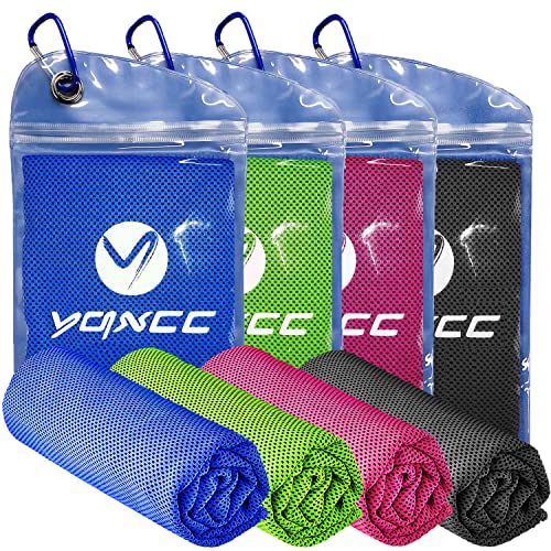 YQXCC 4 Pack Cooling Towels (47"x12"), Ice Cool Neck Towel, Soft Breathable Microfiber for Yoga, Golf, Gym, Running, Camping & Hot Weather