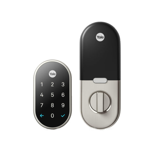 Google Nest x Yale Lock - Tamper-Proof Smart Lock for Keyless Entry - Keypad Deadbolt Lock for Front Door - Satin Nickel