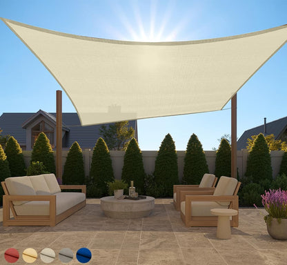 GORILLA GRIP Heavy Duty Sun Shade, UV Protection Fade Tear and Rust Resistant Rectangle Sunshade Canopy, Curved Edges Blocks Sunlight, Breathable Sail, Outdoor Patio, Lawn Garden 10x13 FT Butter Cream