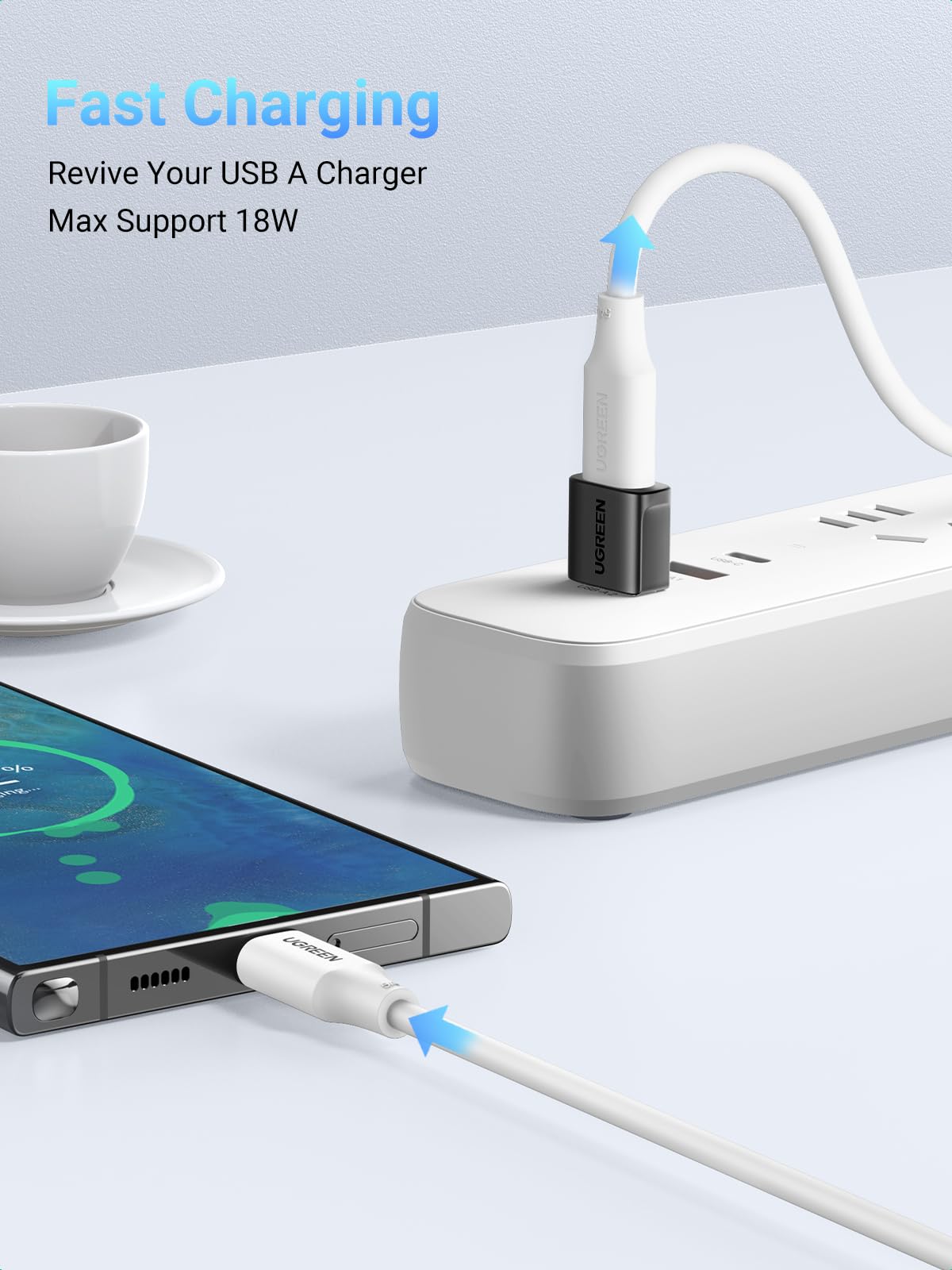 UGREEN USB to USB C Adapter 3Pack, 10Gbps USBC Female to USBA Male Adapter Type C Charge Converter for iPhone 16 15 14 13 Plus Pro Max,iPad Air Mini 6 7,Samsung Galaxy S23 S24,Pad Air,Black