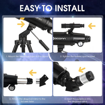 Telescope for Adults, 90mm Aperture 600mm Refractor Telescope for Kids and Beginners, Telescopes for Adults Astronomy with Handbag and Phone Adapter