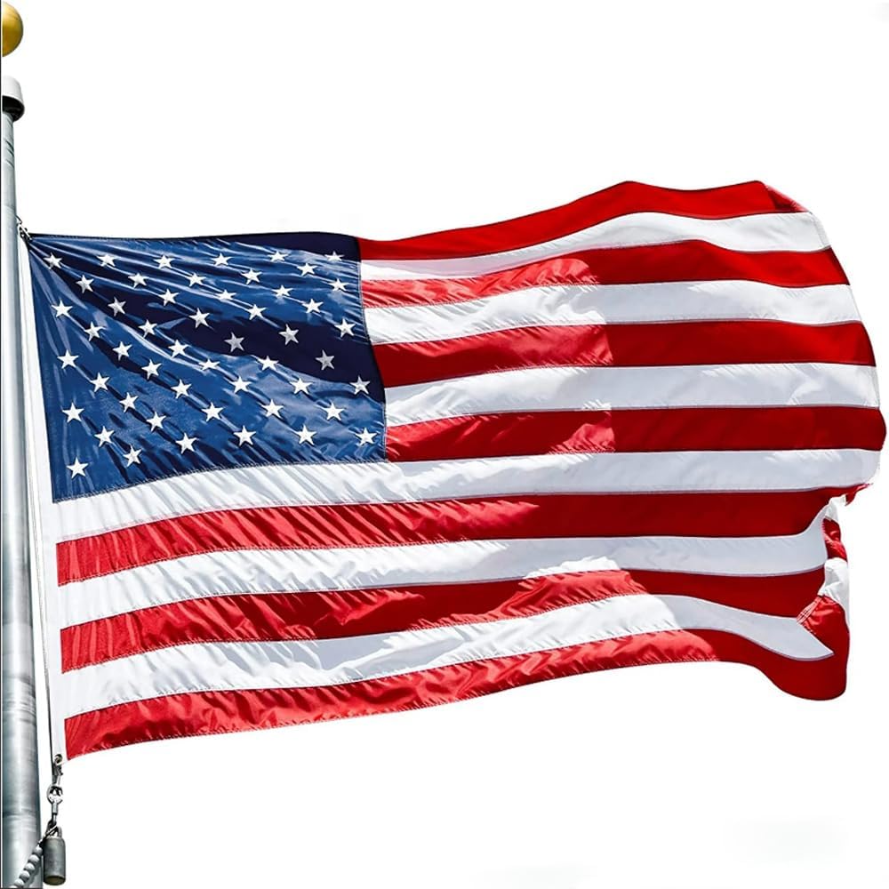 American Flags for Outside 6x10 FT- Heavy Duty Polyester US Flag with Embroidered Stars & Sewn Stripes, Brass Grommets - Vibrant Outdoor USA Flags for All Weather