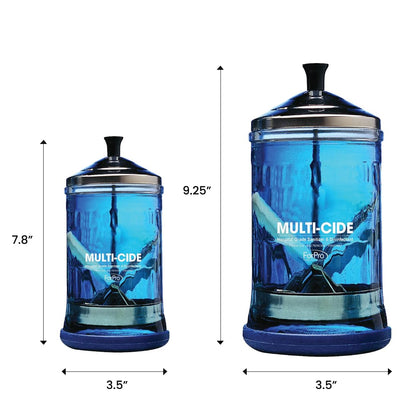 ForPro Professional Collection Multi-Cide Midsize Disinfecting Jar, Disinfectant Glass Jar for Manicure & Spa Implements, 21 Ounces