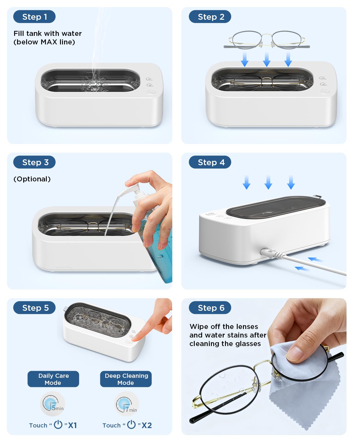 OSLTWI Ultrasonic Jewelry Cleaner Machine: 48KHz Ultra Sonic Cleaner for Jewelry,Eyeglass,Rings,Watch Band,Dentures,with Dual Cleaning Modes,350ML 304 Stainless Steel Tank,Gift for Wife,Mom,Daughter