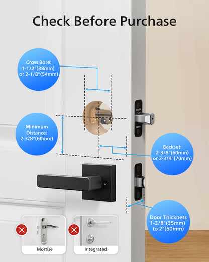 Philips Smart Lock with Handles, Keyless Entry Door Lock Set, Smart Door Lock with 2 Level Handles, Digital Keypad Deadbolt for Front Door, App Fingerprint PIN Code Unlocking, Auto Locking