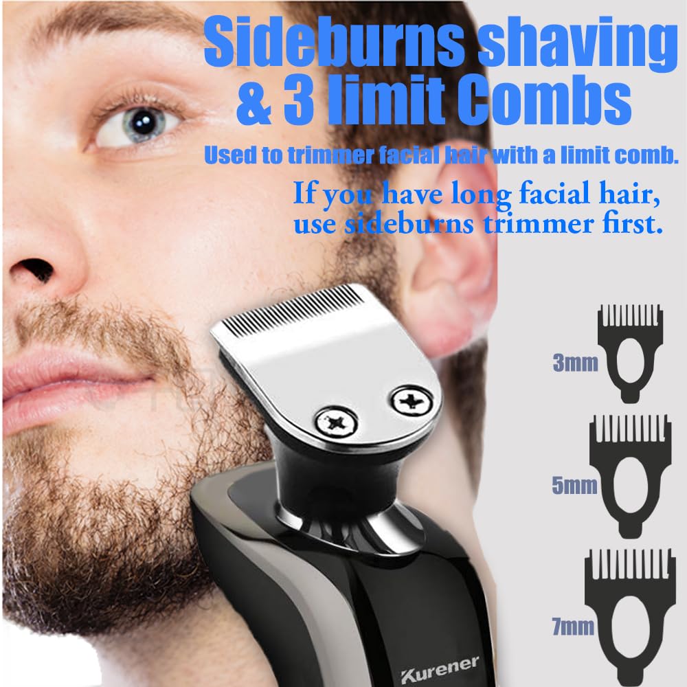 Kurener Electric Shaver Razor for Men Rechargeable 100% Waterproof Rotary for Shaving with Nose Trimmer Sideburns Trimmer Face Cleaning Brush