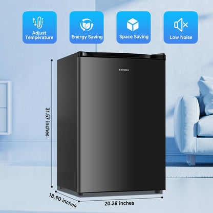 BANGSON 3.0 Cu.ft Compact Upright Freezer, Energy-Saving Mini Freezer with Adjustable Thermostat, Removable Shelves, Reversible Black Door, Ideal for Garage/Dorm/Office/Apartment, Black