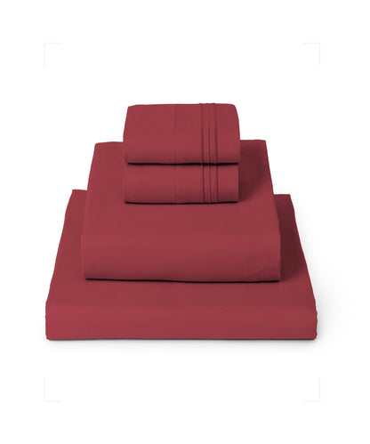 Mellanni California King Sheets Set - 4 PC Iconic Collection Bedding - Hotel Luxury, Extra Soft, Cooling Bed Sheets - Wrinkle, Fade, Stain Resistant (Cal King, Brick Red)