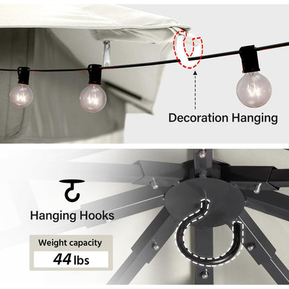 LAUSAINT HOME Outdoor Patio Gazebo 10'x20' with Expansion Bolts, Heavy Duty Party Tent & Shelter with Double Roofs, Mosquito Nettings and Privacy Screens for Backyard, Garden, Lawn, Cream White