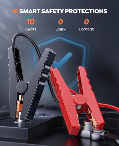 TREKURE 8-in-1 Jump Starter with Air Compressor 5500A 150PSI Portable Car Battery Jump Starter (All Gas/10L Diesel), 12V Jump Box Car Battery Jumper Starter Portable with Jumper Cables, Lights