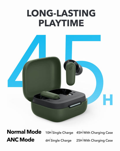 Soundcore P30i by Anker Noise Cancelling Earbuds, Strong and Smart Noise Cancelling, Powerful Bass, 45H Playtime, 2-in-1 Case and Phone Stand, IP54, Wireless Earbuds, Bluetooth 5.4 (Green)