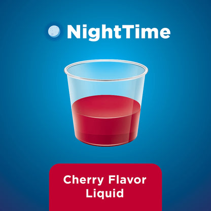Amazon Basic Care Night Time Cold & Flu Liquid, Cherry, 12 fl oz (Pack of 1)