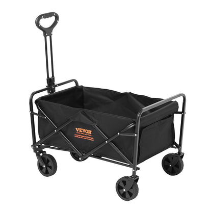 VEVOR Collapsible Folding Wagon Cart, 220lbs Heavy Duty Wagons Carts Foldable with Wheels, Outdoor Portable Garden Cart Utility Wagon for Groceries Camping Sports with Large Capacity & Drink Holder