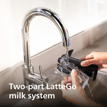 Philips 4400 Series Fully Automatic Espresso Machine – 12 Hot & Iced Coffees, Quick-to-Clean LatteGo Milk System, SilentBrew, QuickStart, Ceramic Grinder, Black Chrome (EP4444/90)