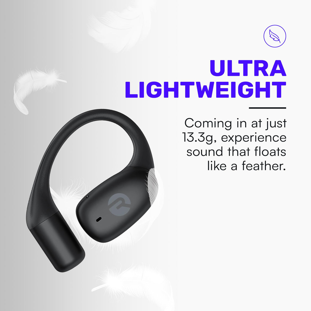 Raycon Essential Open Earbuds – True Wireless Open Ear Bluetooth 6.0 Headphones, Ultra-Lightweight, Comfort Hook Design, IPX5 Water Resistant, 36 Hours of Battery Life (Black)