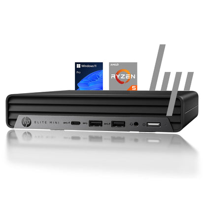 HP 2025 Elite 805 Mini PC Desktop Computer, AMD Ryzen 5 (Beat i7-11700T), Ultra-Quiet Design, 32GB RAM, 1TB PCIe SSD, Dual 4K Display Support, USB-C, Wi-Fi 6, Keyboard & Mouse, Windows 11 Pro