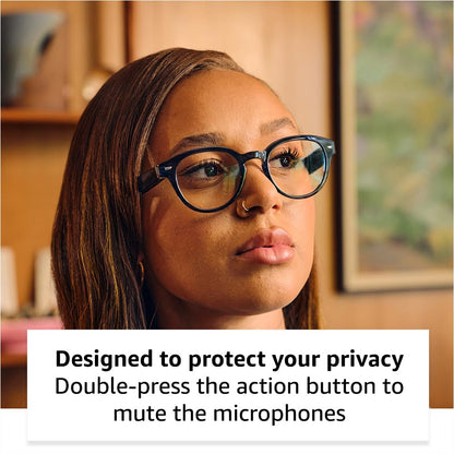 Amazon Echo Frames (newest model) + Echo Show 8 (newest model), Smart Glasses with Alexa, Round frames in Blue Tortoise with prescription ready lenses