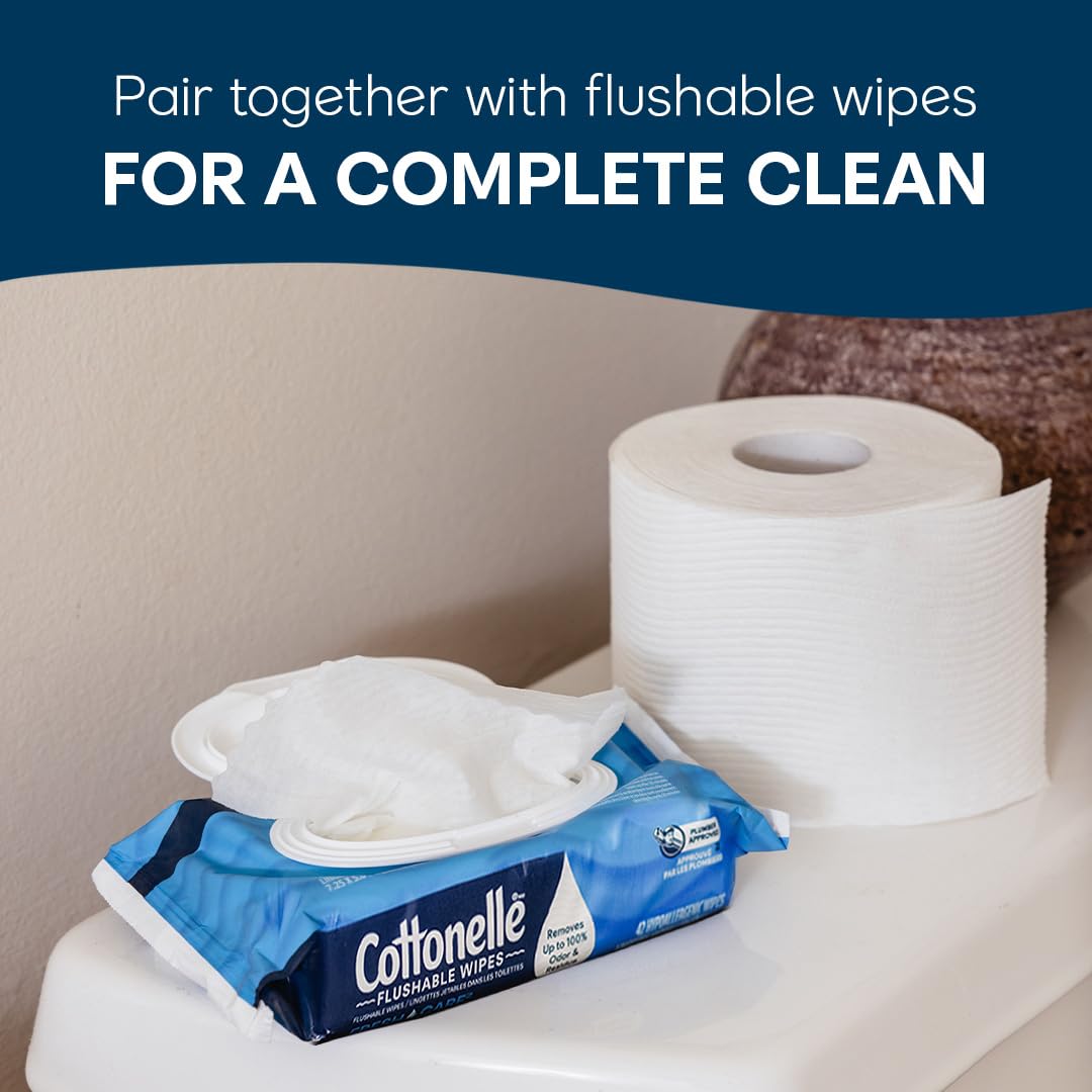 Cottonelle Ultra Clean Toilet Paper with Active CleaningRipples Texture, Strong Bath Tissue, 32 Family Mega Rolls = 176 Regular Rolls (8 Packs of 4)