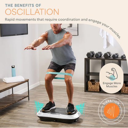 LifePro Vibration Plate Exercise Machine - Whole Body Workout Vibration Fitness Platform w/ Loop Bands - Home Training Equipment for Weight Loss & Toning - Remote, Balance Straps, Videos & Manual