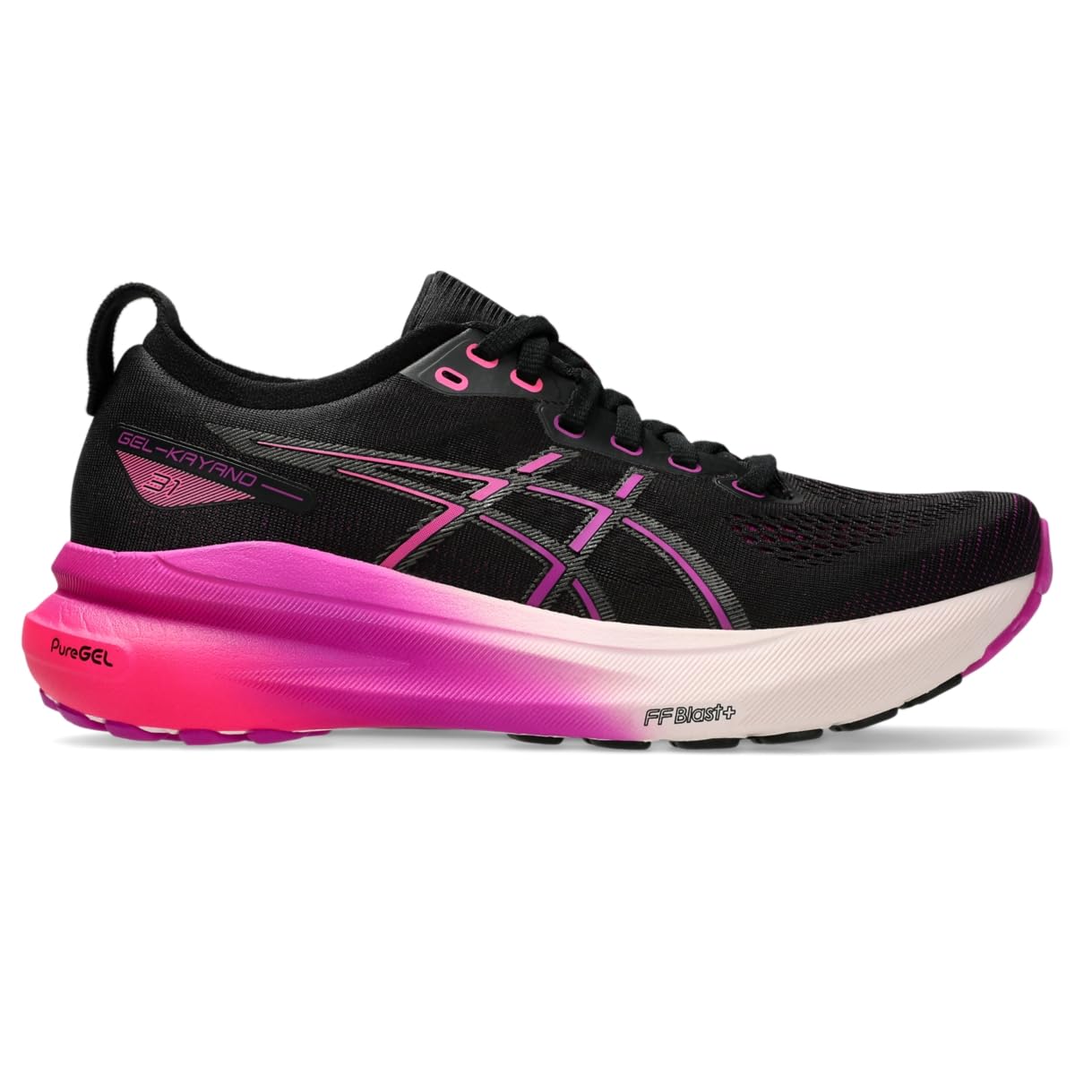ASICS Women's Gel-Kayano 31 D Running Shoes, 8.5, Black/Bold Magenta