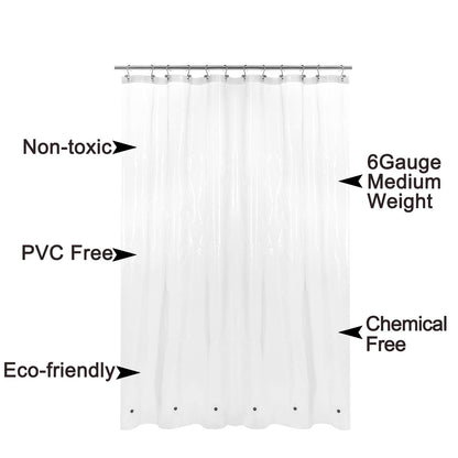 Barossa Design Longer Shower Curtain/Liner with 75 inches Height - 6 Magnets on Bottom, Heavy Duty Waterproof PEVA, PVC Free, Metal Grommets, 72x75, Clear