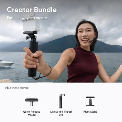 Insta360 GO Ultra Creator Bundle - Small 4K Vlogging Camera, Hands-Free, POV Cam, 1/1.28" Sensor, 53g Lightweight, 156° FOV, 200 Min Battery Life, Magnetic Wearable Action Camera for Sports, Vlog