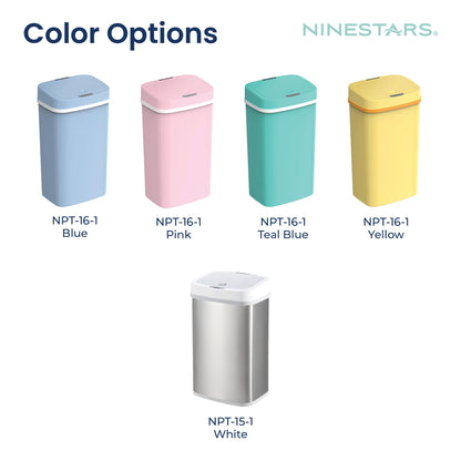 Ninestars NPT-16-1BL Automatic Touchless Motion Sensor Diaper Disposal Trash Can with lid, 4.2 gallon/16 L, Baby Blue Plastic