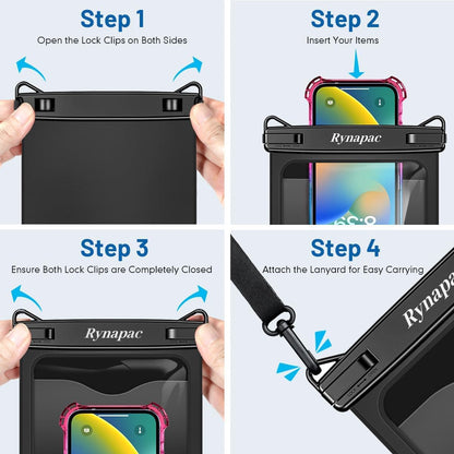 [Up to 10"] Large Waterproof Phone Pouch Bag - 2 Pack Waterproof Phone Case for iPhone 16 15 14 Pro Max Galaxy S25 S24 Ultra, IPX8 Cellphone Water Protector Pouch Beach Essentials Travel Must Haves