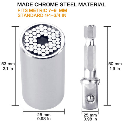 Gifts for Men, Stocking Stuffers for Adults Men, Super Universal Socket Tool, Birthday Christmas Dad Gifts for Dad Him Husband, Grip Socket Set w/Power Drill Adapter, Cool Tools Gadgets for Mens Gifts