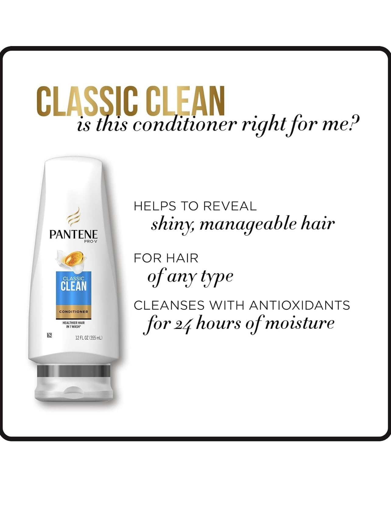 Pantene Classic Clean Conditioner, 24 fl oz, Twin Pack