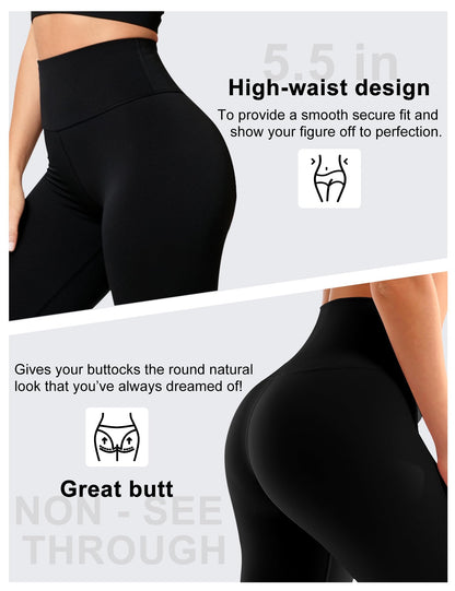 Bluemaple High Waisted Leggings for Women - Tummy Control Pants Non See Through Workout Soft Yoga Pants for Running Plus Size