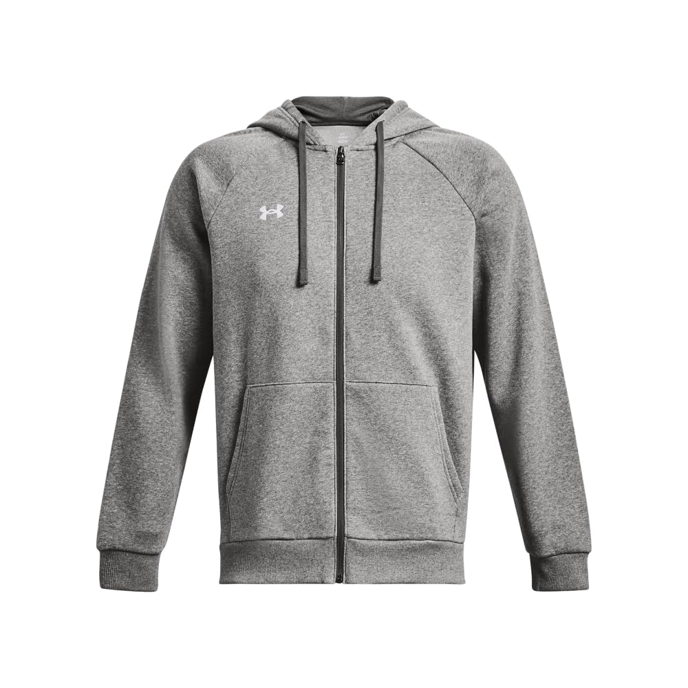 Under Armour Men's Rival Fleece Full Zip Hoodie, (025) Castlerock Light Heather / / White, Medium