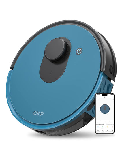 OKP L1 Robot Vacuum with 4000Pa Suction Power 180min Runtime, LIDAR Navigation, Smart Mapping, APP/Voice/Remote Control, Self-Charging, Smart No-Go Zone, for Hard Floors Pet Hair and Carpets