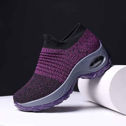 Women's Walking Shoes Sock Sneakers - Mesh Slip On Air Cushion Lady Girls Modern Jazz Dance Easy Shoes Platform Loafers Purple,5.5