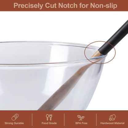 ROSOS Wooden Spoons For Cooking, 6 PCS Natural Acacia Wooden Cooking Utensils or Non-Stick Wooden Kitchen Utensil Set for Kitchen Essentials, Smooth Grip Wooden Spoons with Hanging Hole, Black