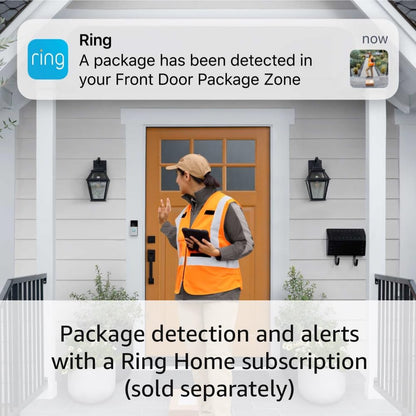 Ring Battery Doorbell, Venetian Bronze with All-new Ring Outdoor Cam Plus, Black