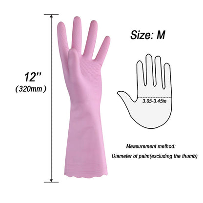 HSL Household Cleaning Gloves - 2 Pairs Reusable Kitchen Dishwashing Gloves with Latex Free, Cotton lining, Waterproof, Non-Slip, Ideal for Dishes, Household Chores, and Gardening (Medium)