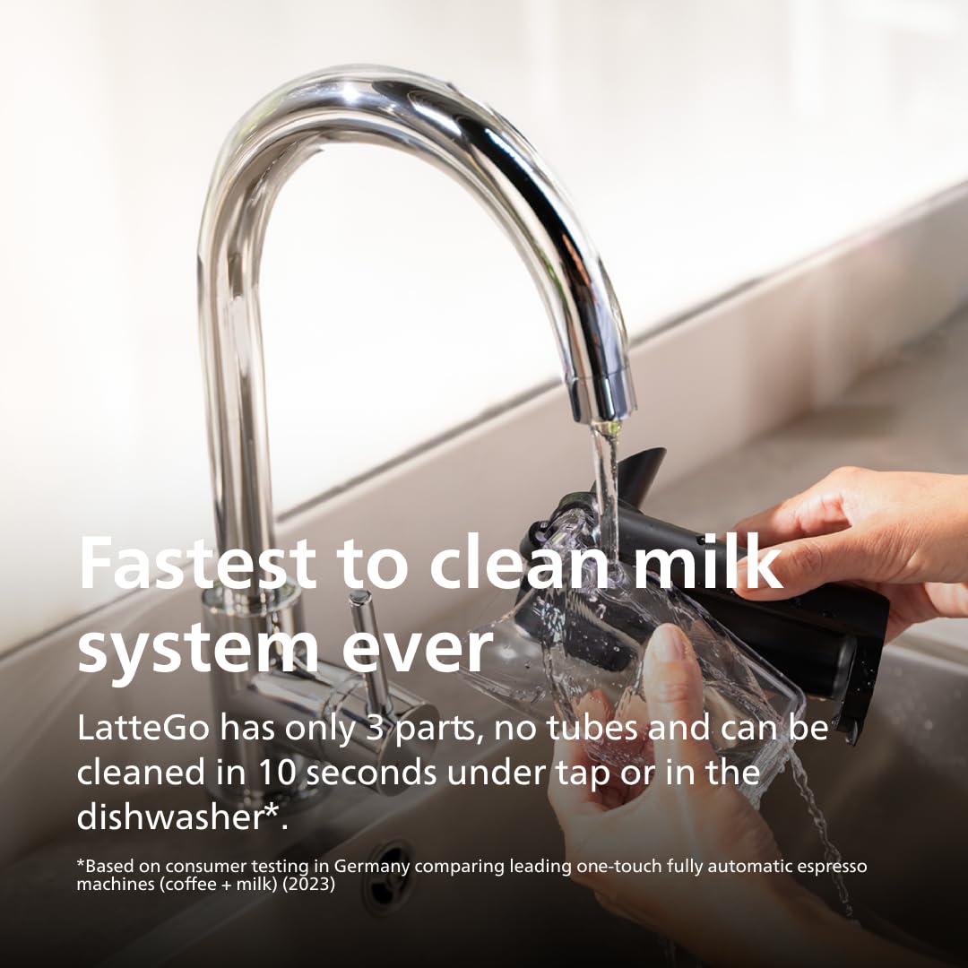 PHILIPS 5500 Series Fully Automatic Espresso Machine, LatteGo Milk System, Integrated Grinder, 20 Hot & Iced Coffee Pre-Sets, Quick Start, SilentBrew, 15-Bar Pressure, Black Chrome (EP5544/94)