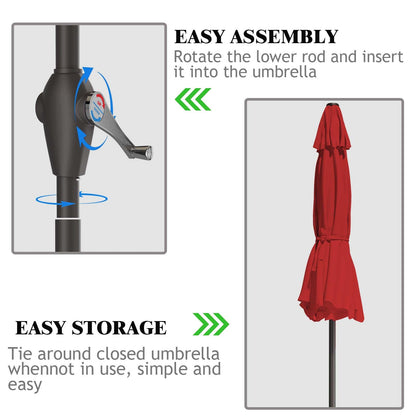 AreShark 7.5FT Patio Umbrella Table Market Umbrella w/Tilt and Crank Heavy-Duty Round Outdoor Umbrellas for Garden, Deck, Backyard, Pool and Beach, Red