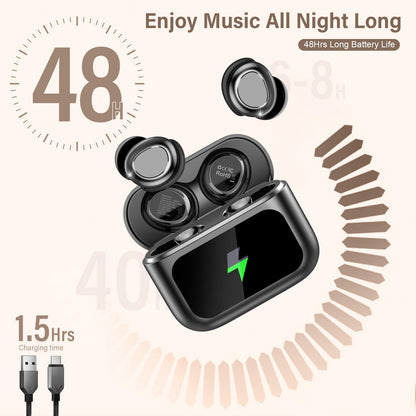 ZYHKON Sleep Earbuds Bluetooth 5.4 in Ear Touch Screen Sleep Headphones, Small Design Mini Sleep Earbuds for Side Sleepers with Sleep Mode, 48H Playtime Sleep Earphones Clear Calls, 5 EQ Modes, Black