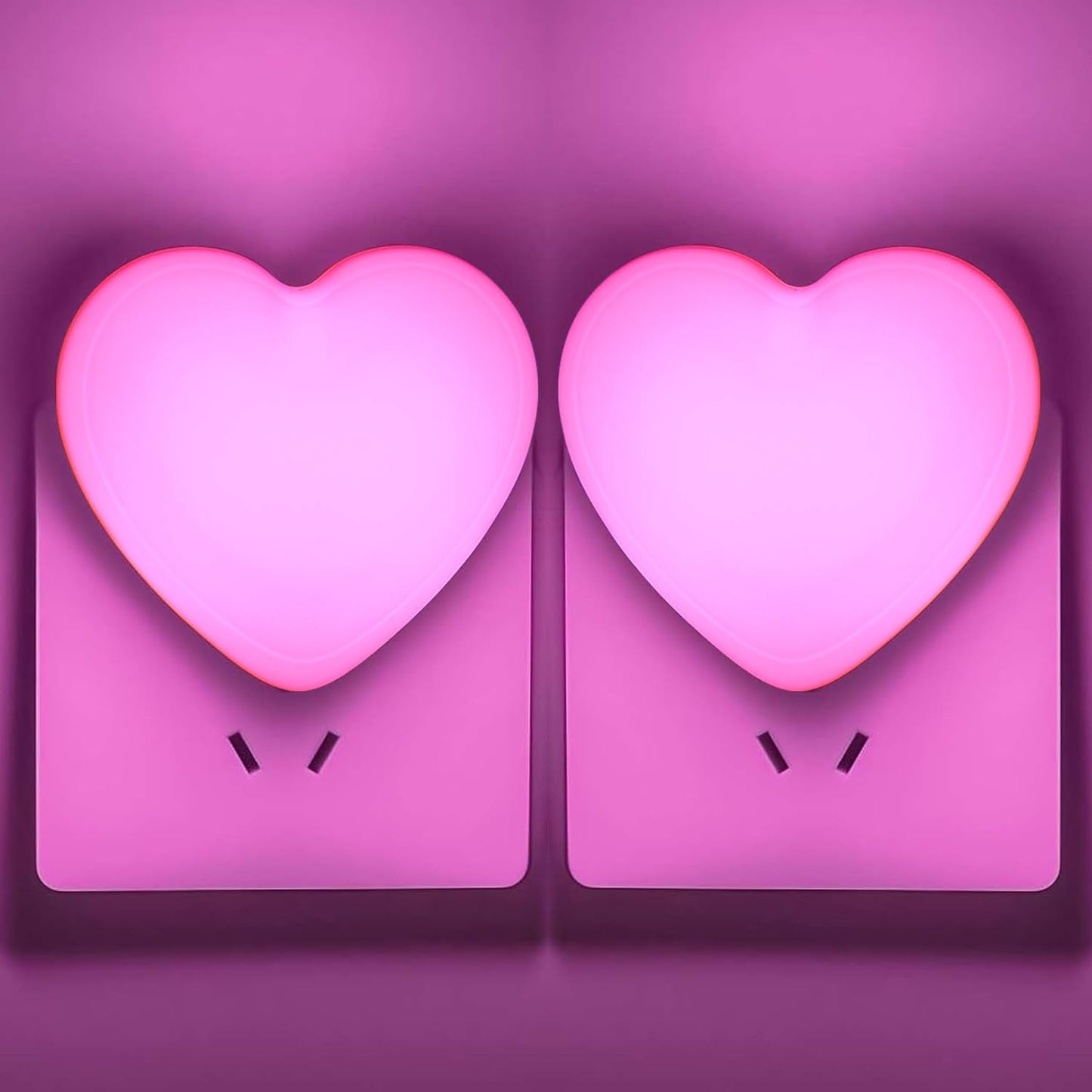 INZU Cute Night Light, Heart Night Light for Kids, LED Nightlight with Auto Dusk to Dawn Sensor, Nightlight Plug into Wall with Soft Warm Light for Bedroom, Nursery, Bathroom, Hallway (Pink 2Pack)